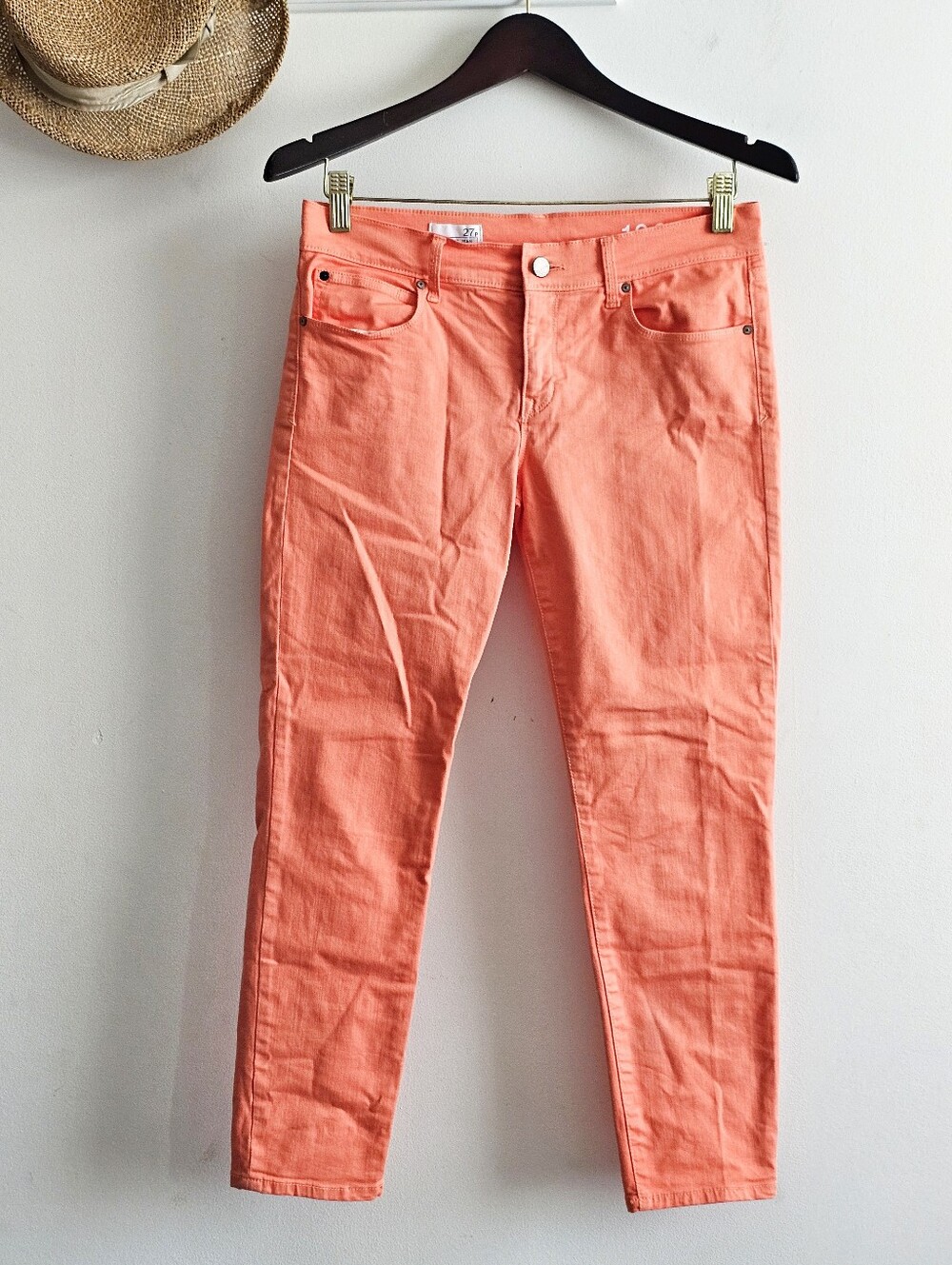 Y2K Gap 1969 Legging Jeans Coral Peach Skinny Stretch Women's 27P Petite